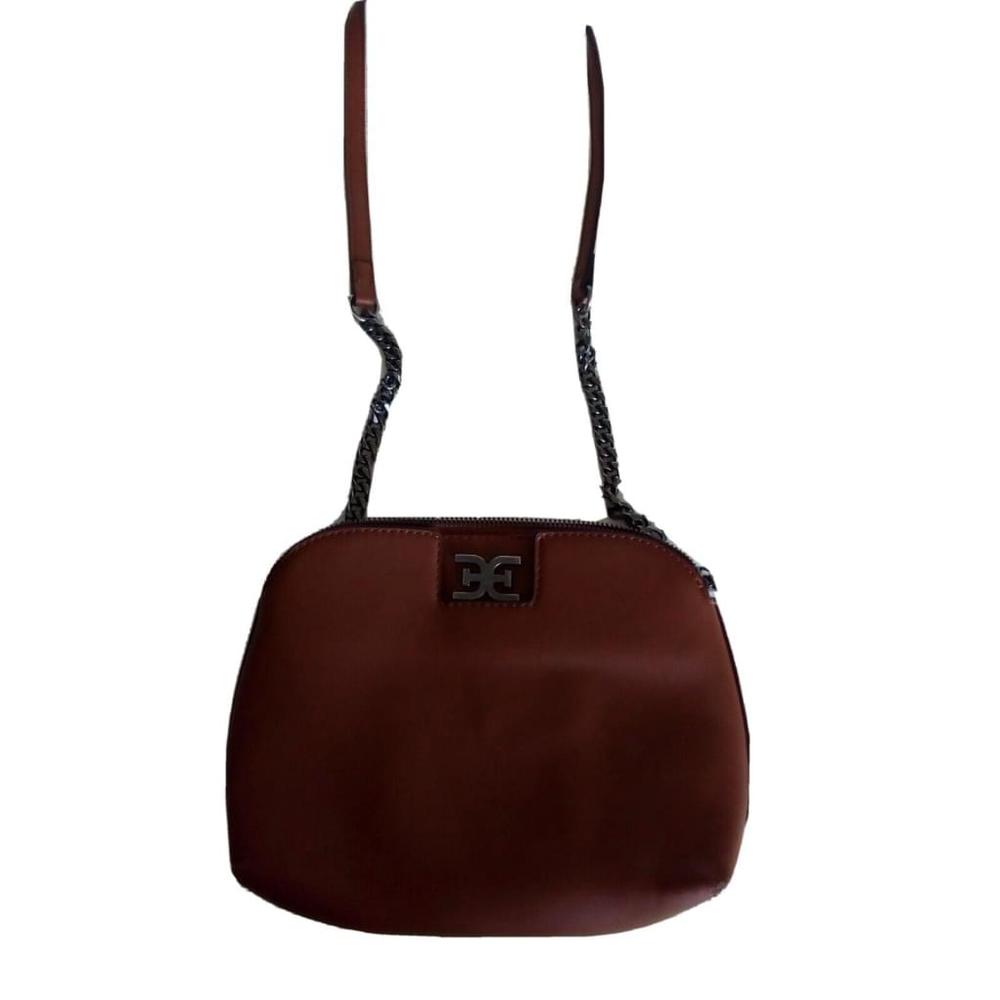 Sam Edelman Brown Leather Cross Body Chain Bag Vegan pockets